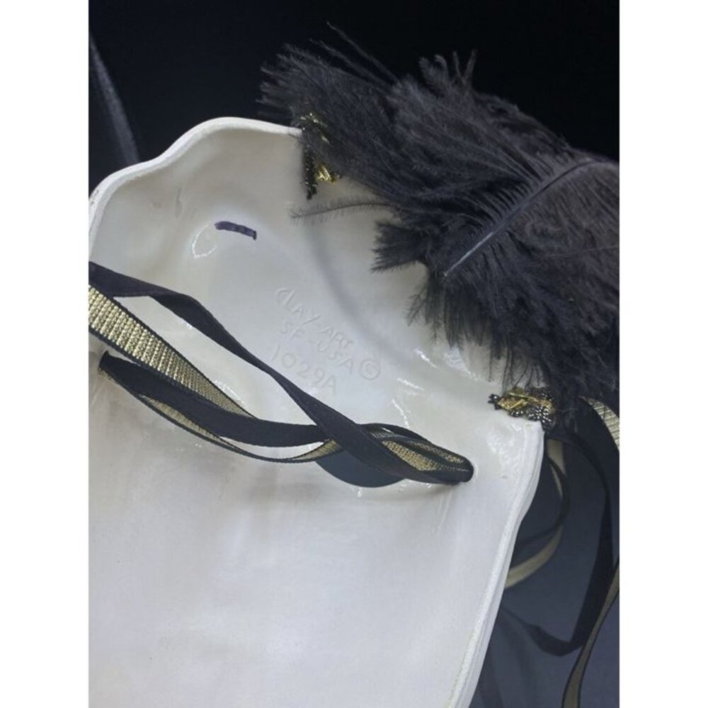 Clay Art 1029A Mardi Gras Woman Purple Shadow Black Feathers In Hat Vintage - Picture 8 of 9